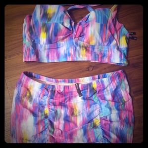Rainbow Paint Stroke Torrid 2-piece Skort Bikini